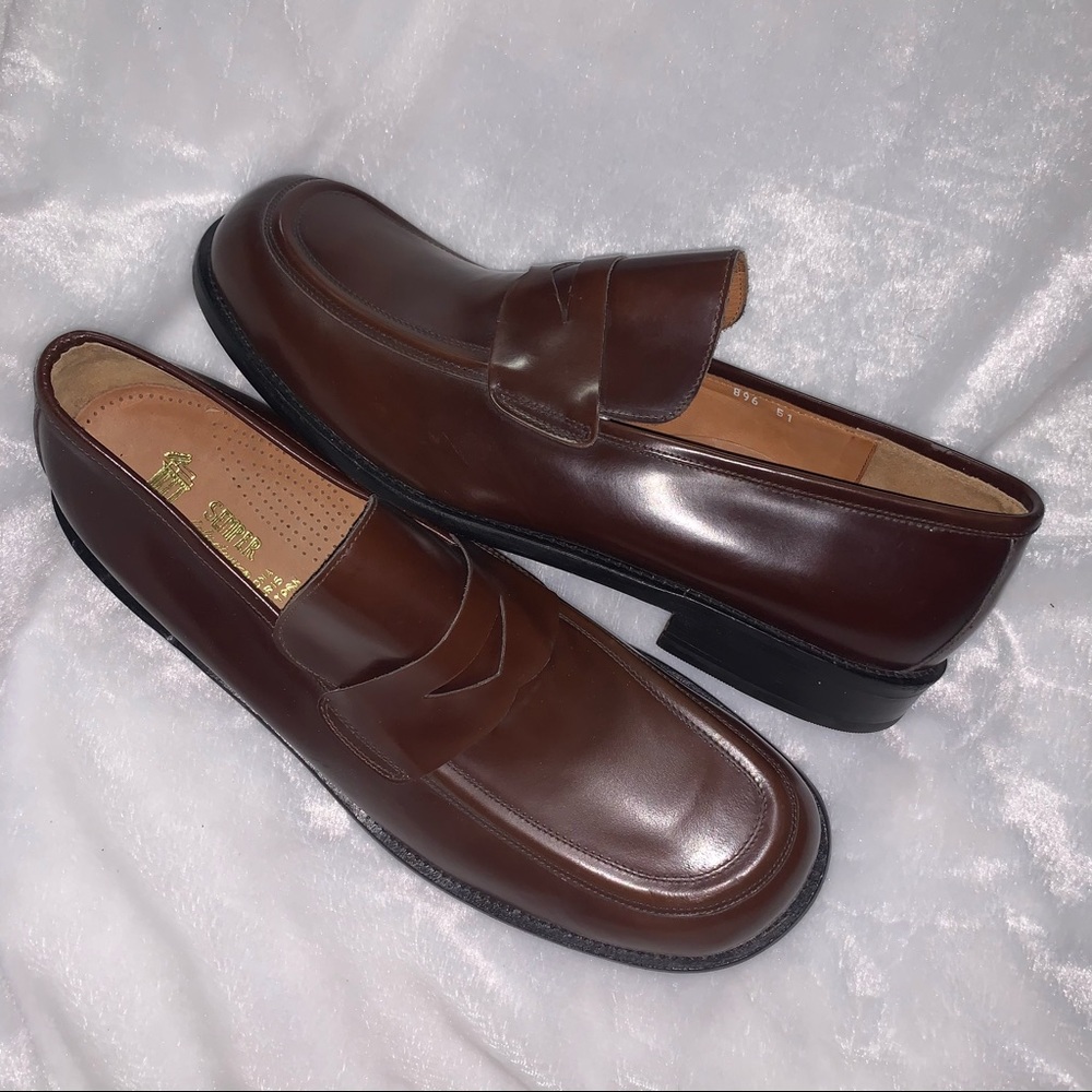 New Semper Calzature Men’s 51 Brown Leather Bench Hand Made Penny Loafer US 16